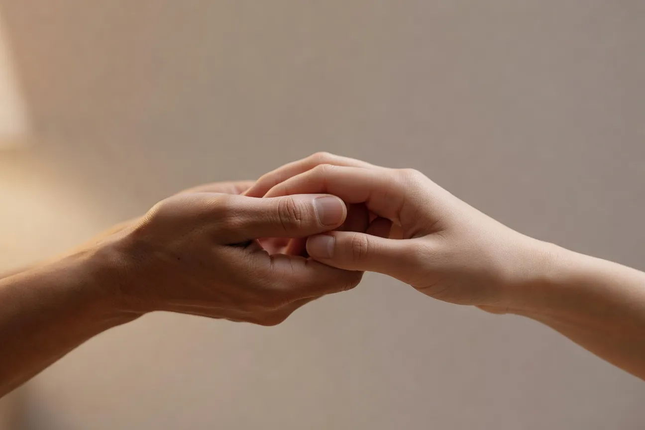Mains de deux personnes qui se rejoignent symbole union durable amour passionnel