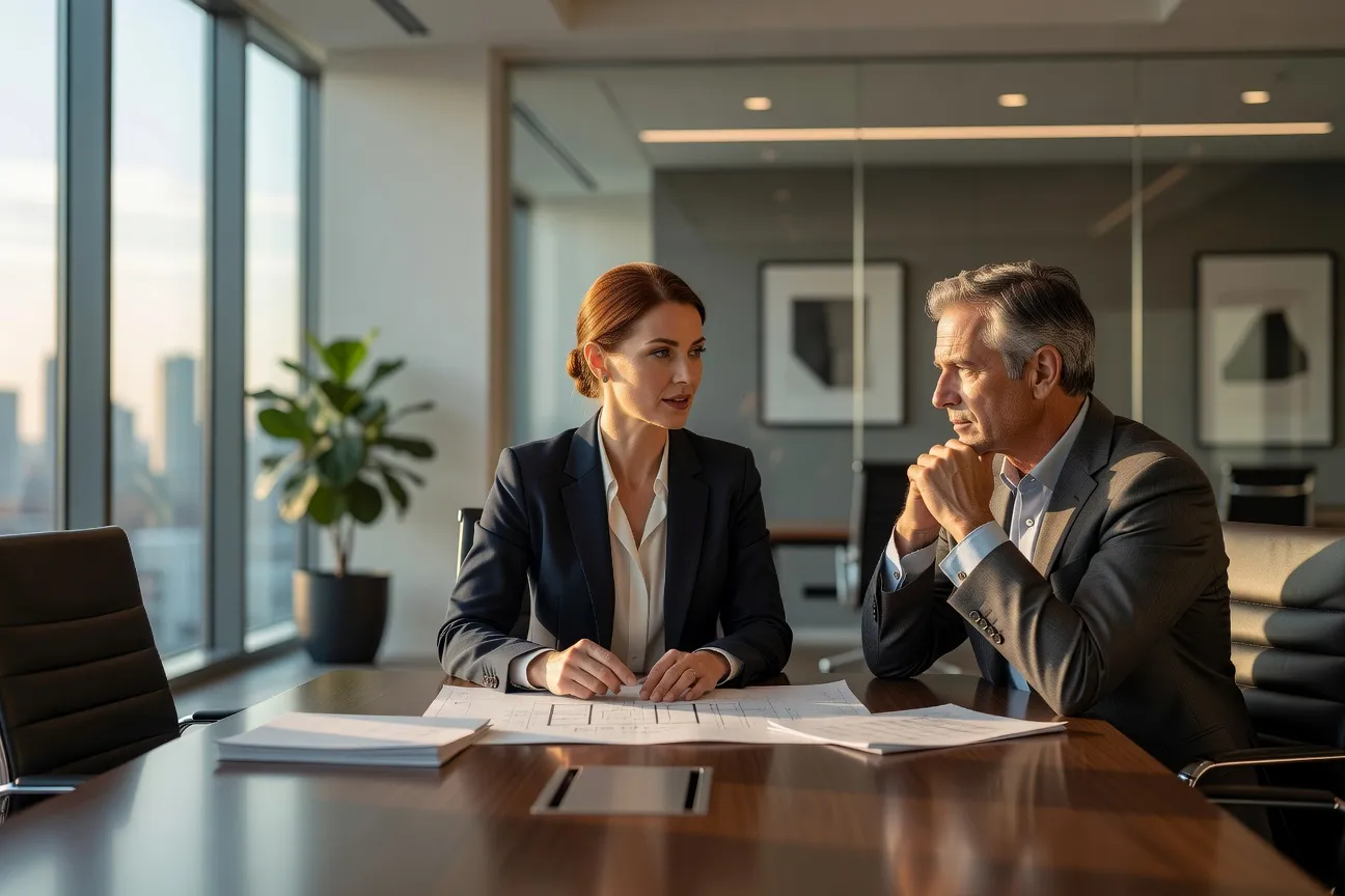 Directrice d'agence matrimoniale en entretien avec un client