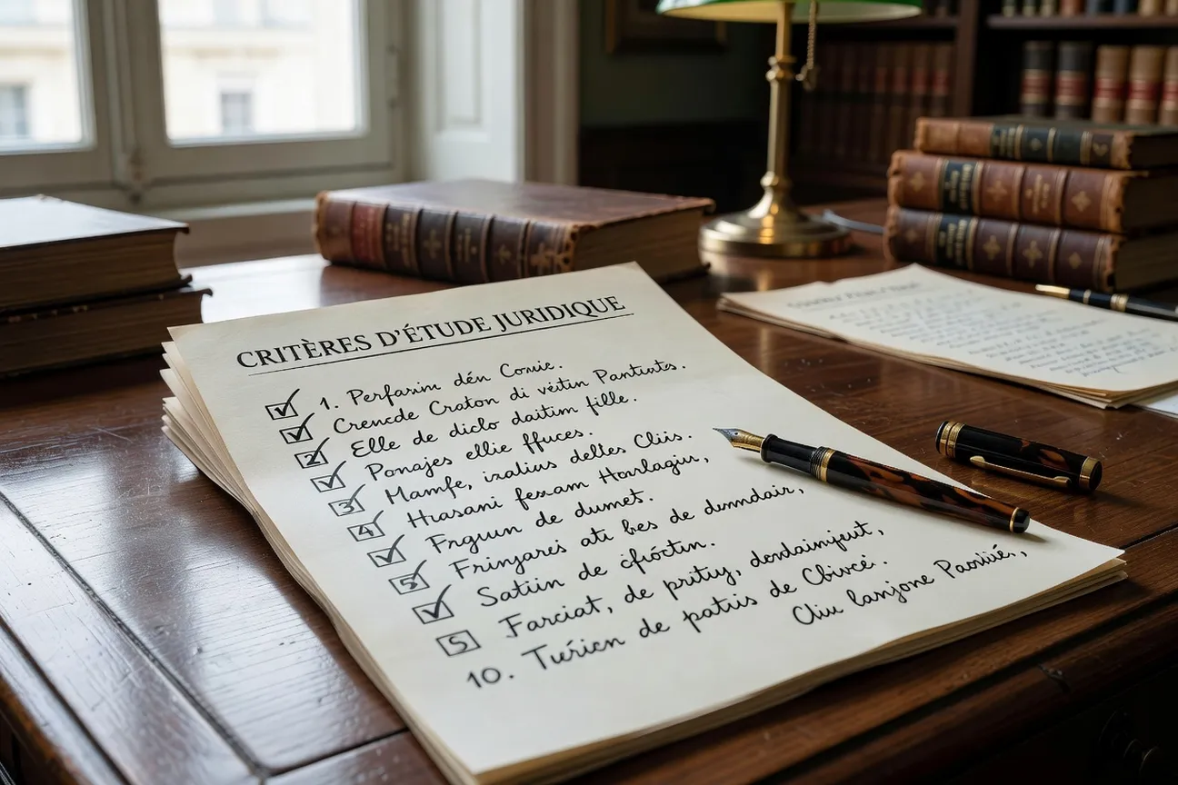 Checklist papier des 10 critères d'une agence matrimoniale sérieuse avec stylo
