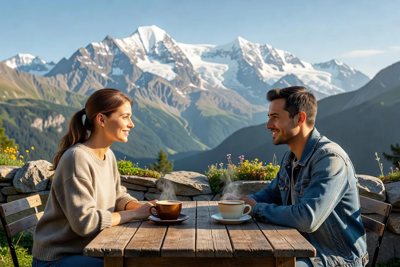 Couple senior Savoie promenade montagne rencontre amoureuse durable après 60 ans