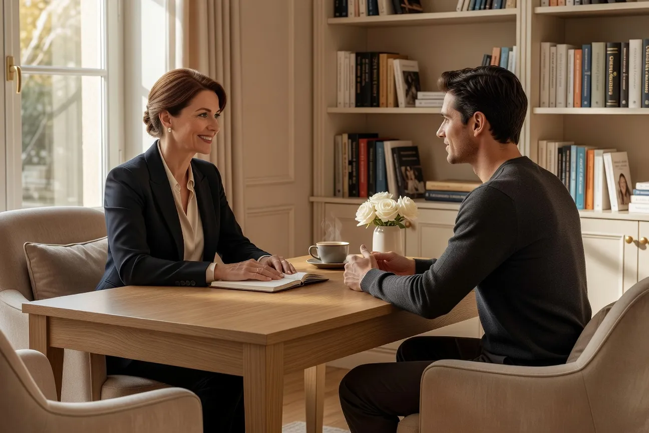 Premier rendez-vous en agence matrimoniale, entretien conseiller et candidat