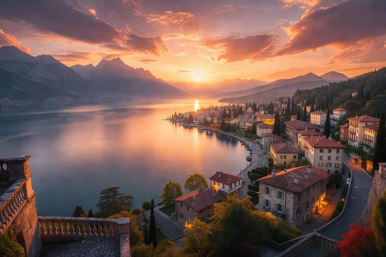 Vue panoramique lac du Bourget Aix-les-Bains coucher de soleil rencontre sérieuse Savoie